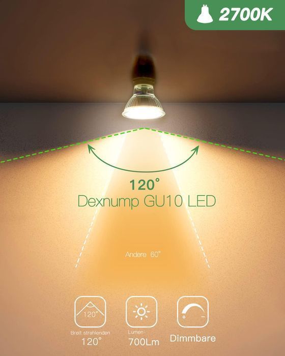 Set 10 Becuri LED GU10 Dimabile 6.5W, 700lm – Lumină Caldă, Unghi 120°