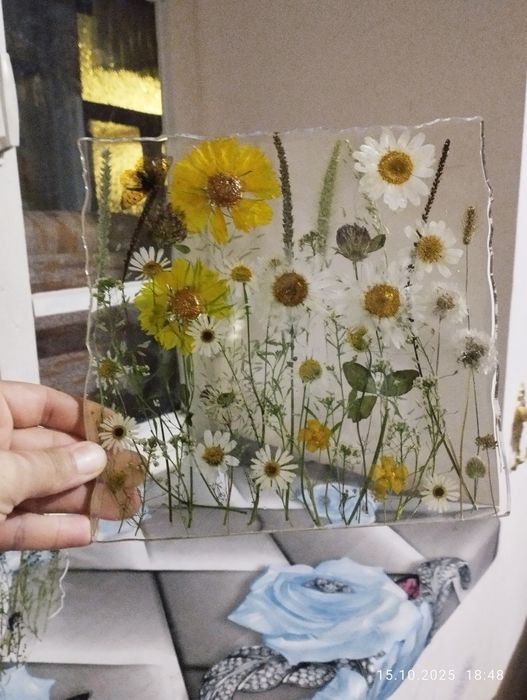 Панно картина из настоящих цветов