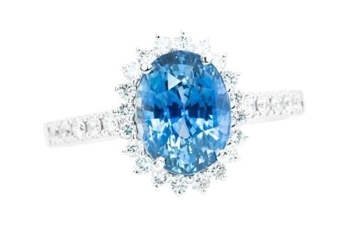 Inel aur alb cu safir natural