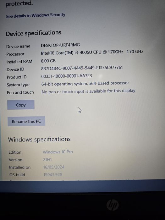Laptop Hp 250 G6 I3 8 giga 256 ssd