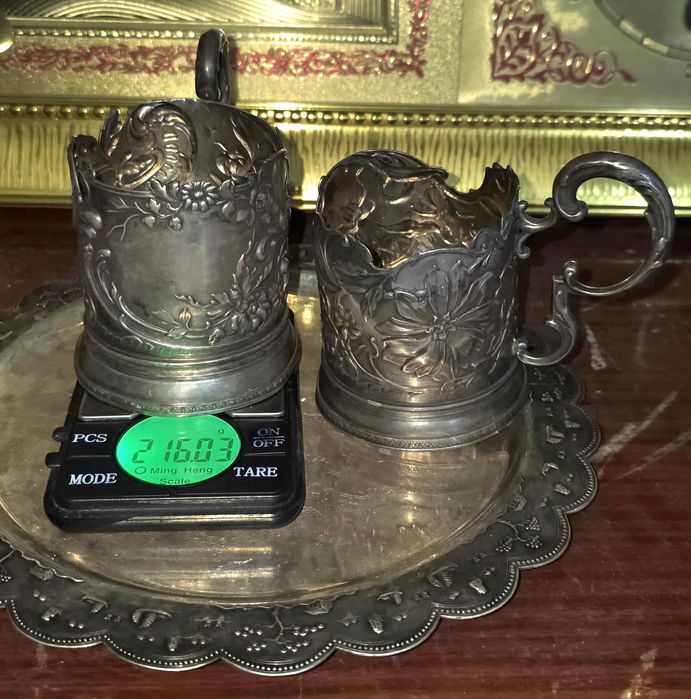 Антикварные царские Подстаканники. Серебро 84 пробы По Цене за 1 грамм