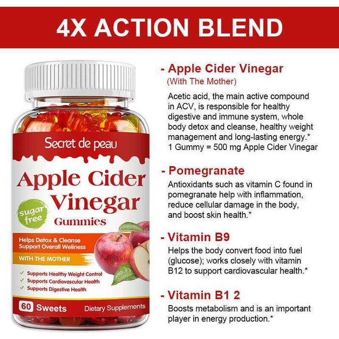 Bomboanele gumate vegane cu otet de mere pentru slabit, scadere in gre