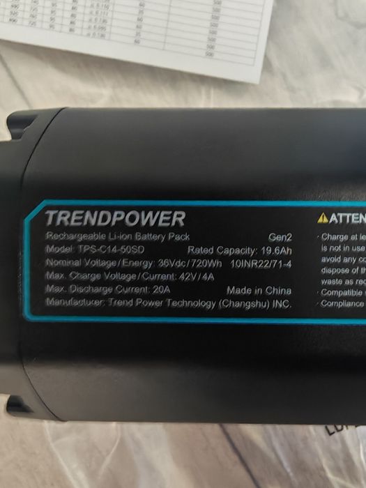 Baterie Nouă e-Bike – Trendpower 720Wh (36V, 19.6Ah)