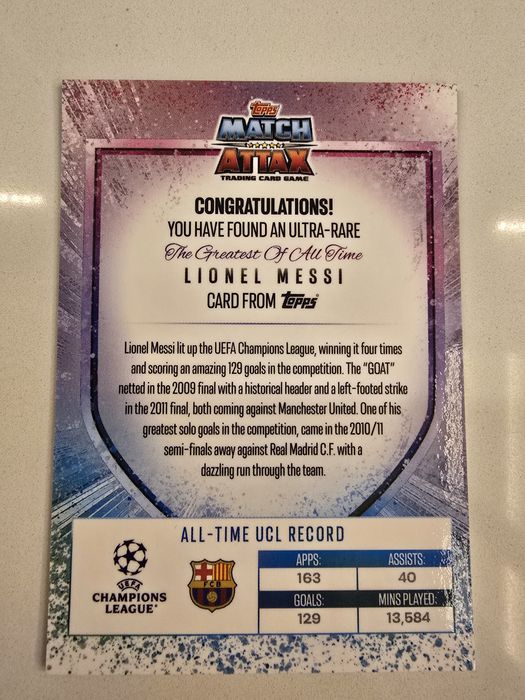 Match Attax Messi The Goat Card