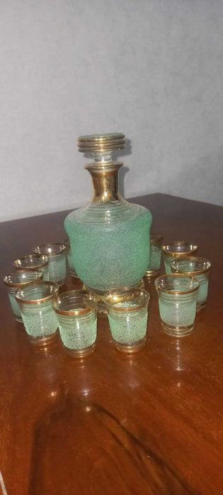 Набор декорированный: графин, 12 стопок, СССР