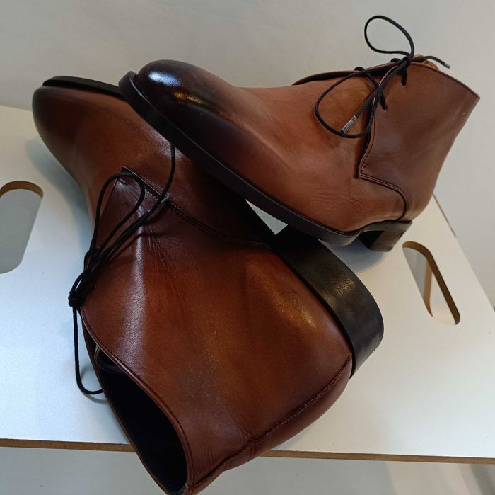 Ghete lace up 45 46 lucrate manual Ortiz & Reed NOI piele naturala