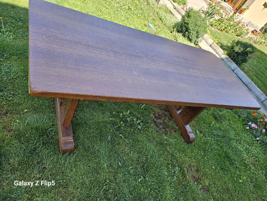 Масивен Трапезен комплект от Дъб и естествен ратан