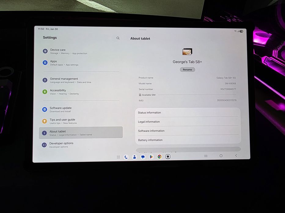 Samsung Tab S8+ 5G 128GB si 8 GB RAM