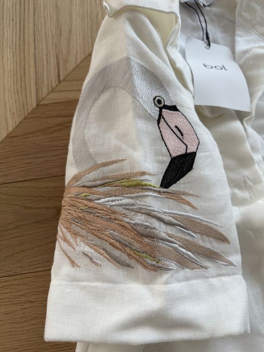 Rochie alba imprimeu Flamingo