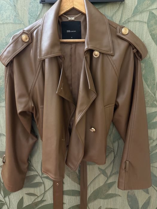 Geaca din imitatie piele maro BSB