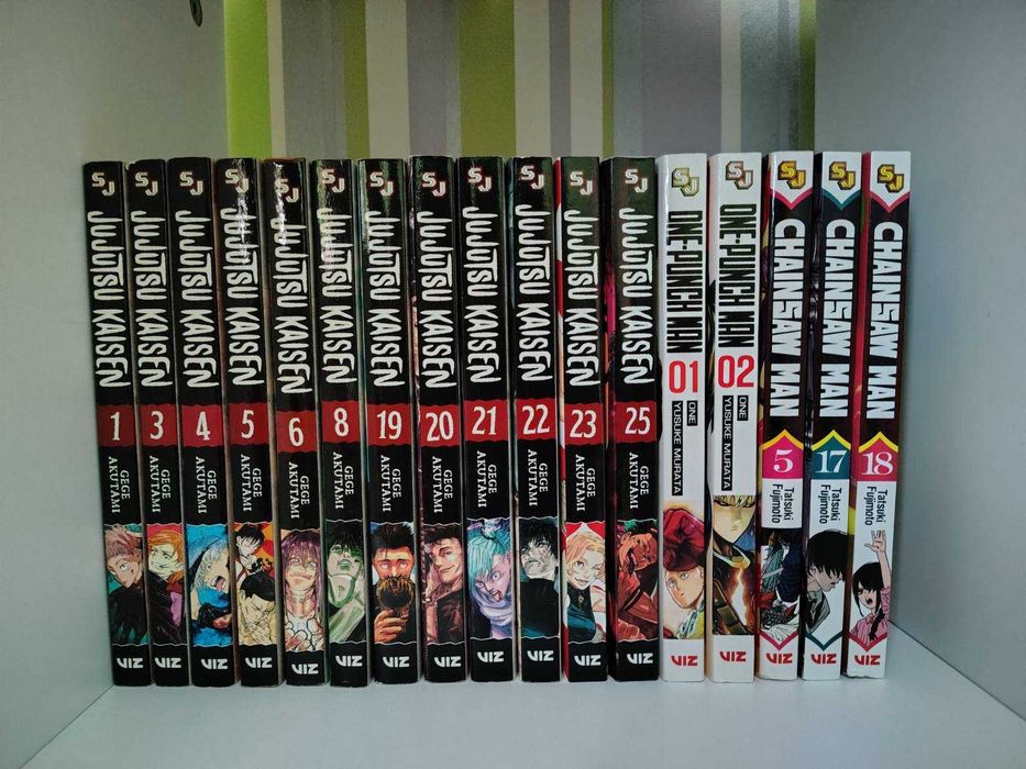 Jujutsu Kaisen, One Punch Man, Chainsaw Man, Fullmetal Alchemist, Jojo's Bizarre Adventure