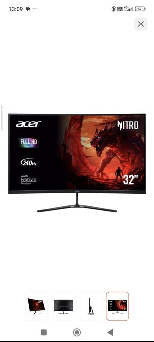 Монитор 31.5" Acer Nitro ED320Q X2biipx/UM.JE0EE.201 черный