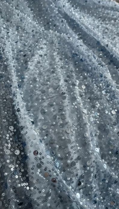 Rochie albastră (baby blue) bijuterie/ paiete/ mărgele de ocazie/ nașa