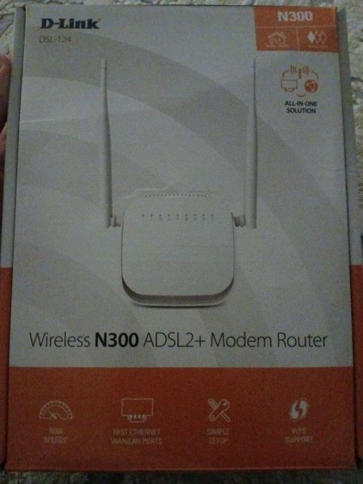 Wi-Fi роутер D-Link DSL-124 N300 (модем + роутер)