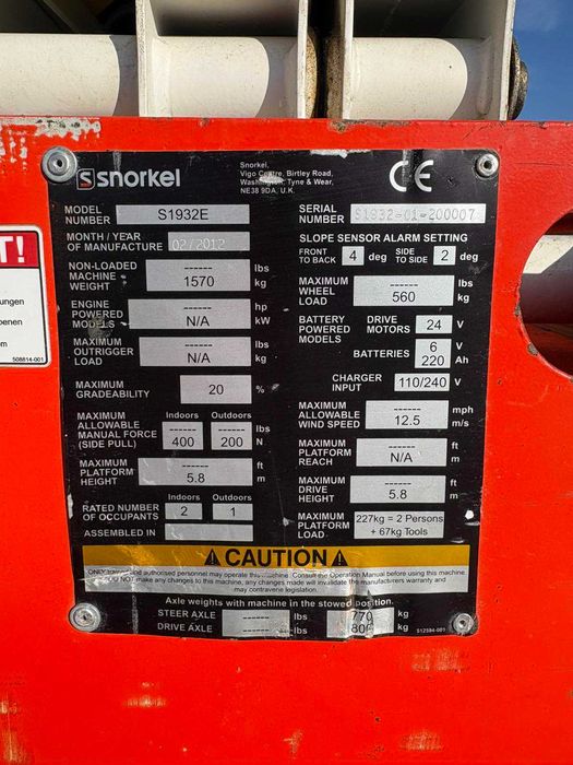 Ножична вишка Snorkel S1932E