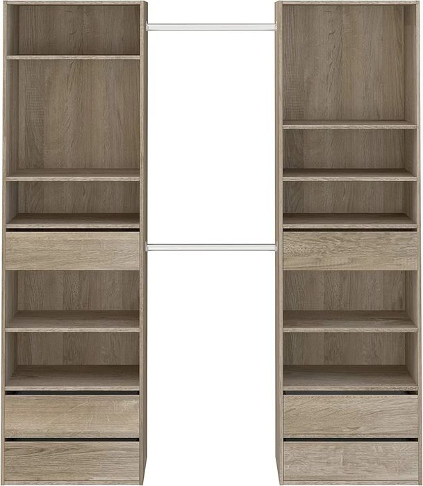 Dulap modular reglabil stejar  , polițe și sertare configurabile, tip dressing/bibliotecă