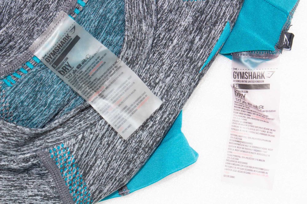 Gymshark комплект топ и клин висока талия синьо сиво преливащо XS-S