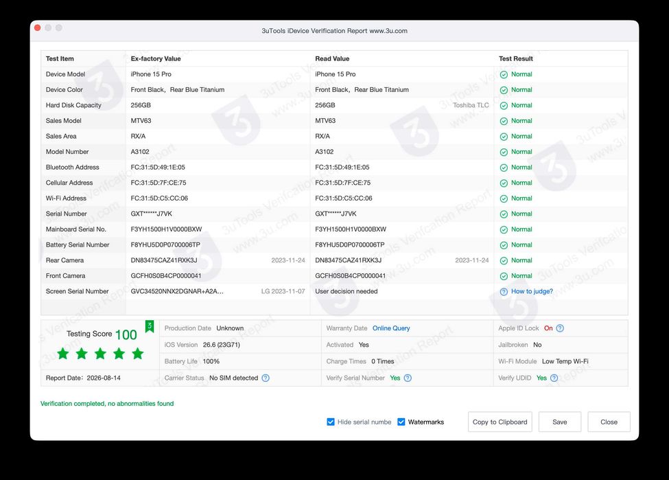 iPhone 15 Pro 256GB 100% Baterie Originala Neverlocked Fullbox Titanium Blue