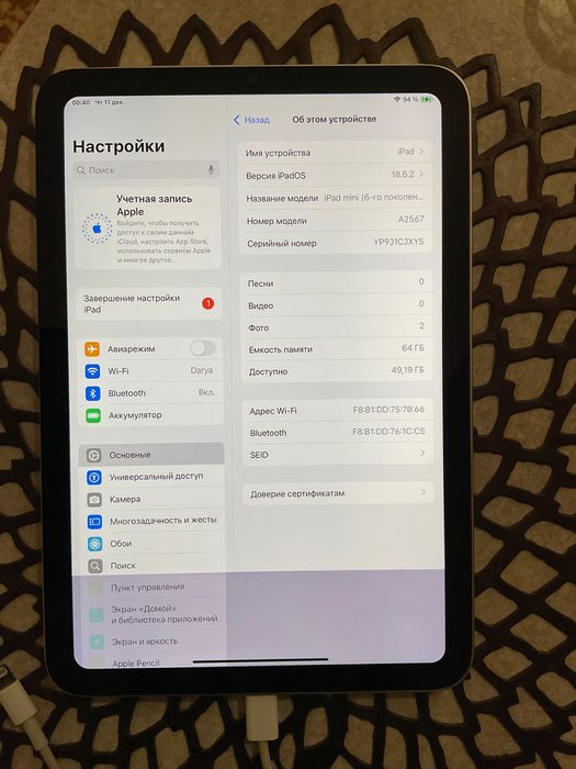 iPad mini 6 с дефектом тачскрина