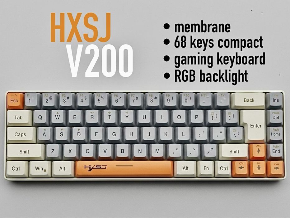 Игровая мини клавиатура HXSJ V200 RGB 68 клавиш
