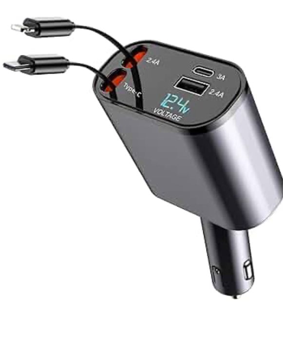 Incarcator Auto Super Fast Charger Cabluri Incluse 2 Intrari USB + C
