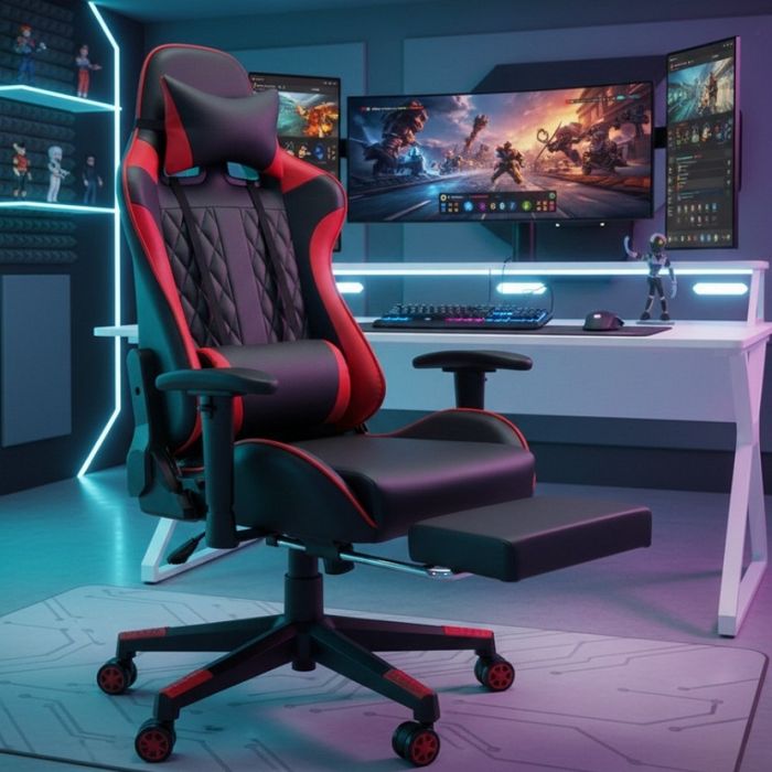 Геймърско компютърно бюро с RGB  99€ и геймърски стол за 123 € LED осв