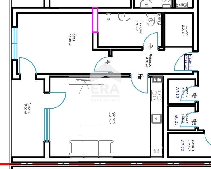 Продава се Двустаен апартамент в Варна, м-т Пчелина - 79 кв.м за 1065 €/кв.м - Снимка #3