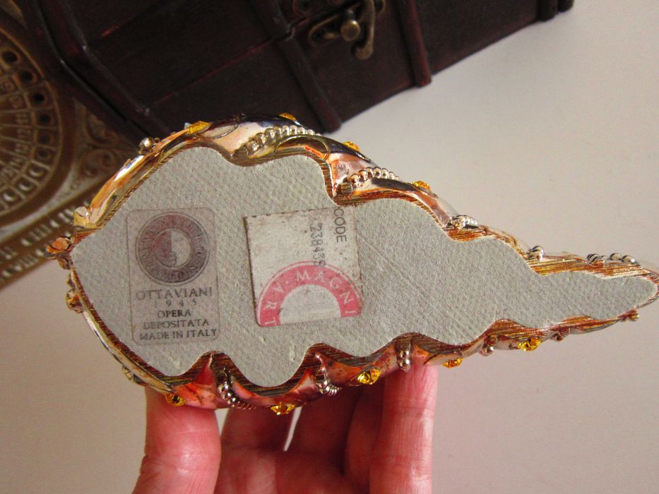 cadou rar Cornul abundenței vintage Italia argintat+cristale Swarovski