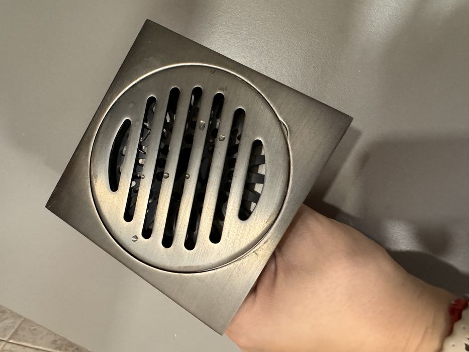 Подов сифон, BOMSTOM, Неръждаема стомана, 10 x 10 см, Сребро