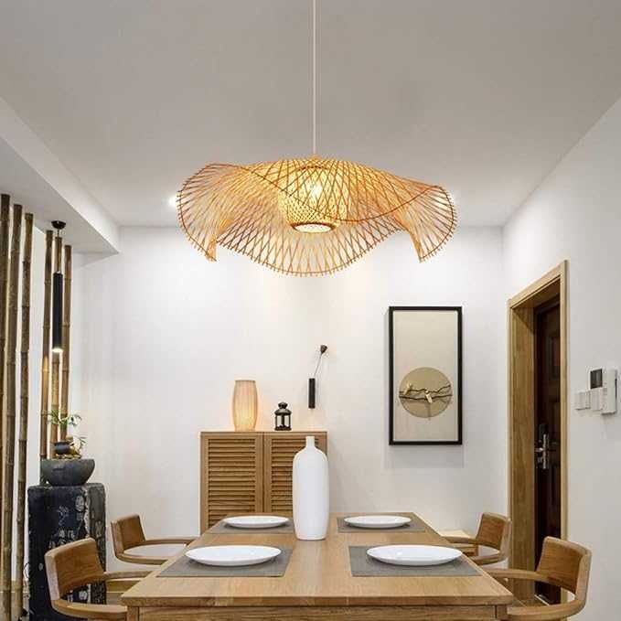 Намален с 20 лв! Ретро естествен бамбуков полилей ратан  Винтидж таван