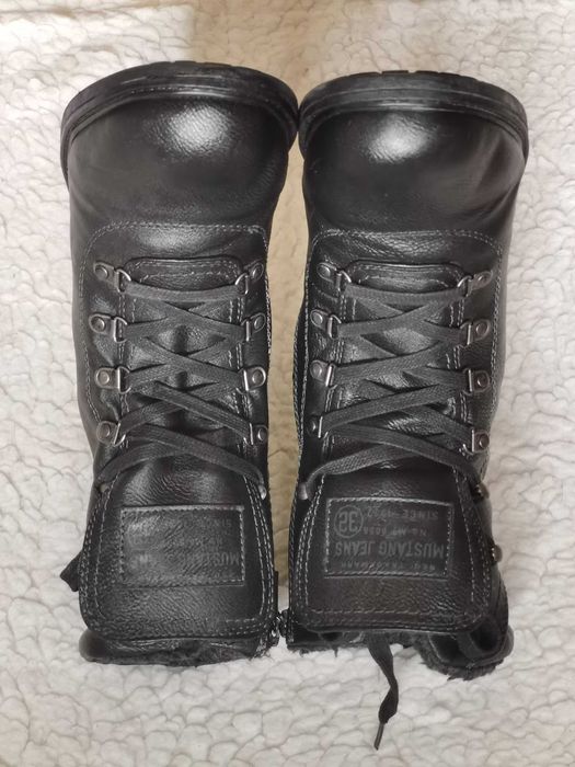 Ghete negre imblanite dama Mustang bocanci negri fete piele