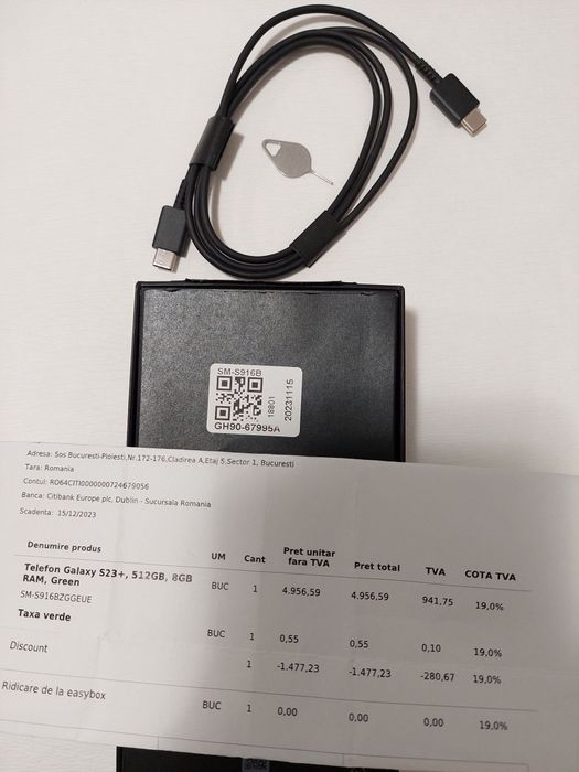 Vand telefon Samsung S 23plus 5G in garantie 512GB Samsung