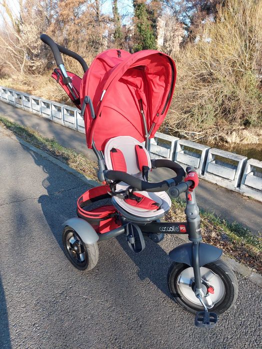 Triciclu Coccolle Giro Plus Rosu 9 luni - 5 ani, roți gonflabile