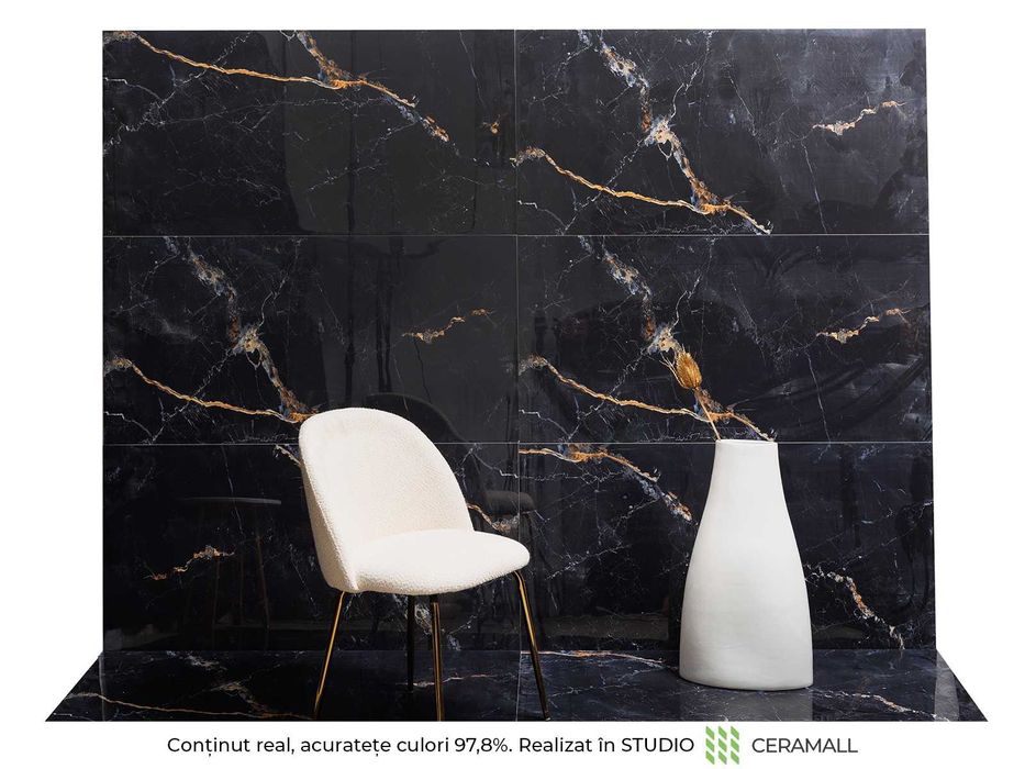 Gresie Golden Black Marble 60x120 Rectificata Lucioasa