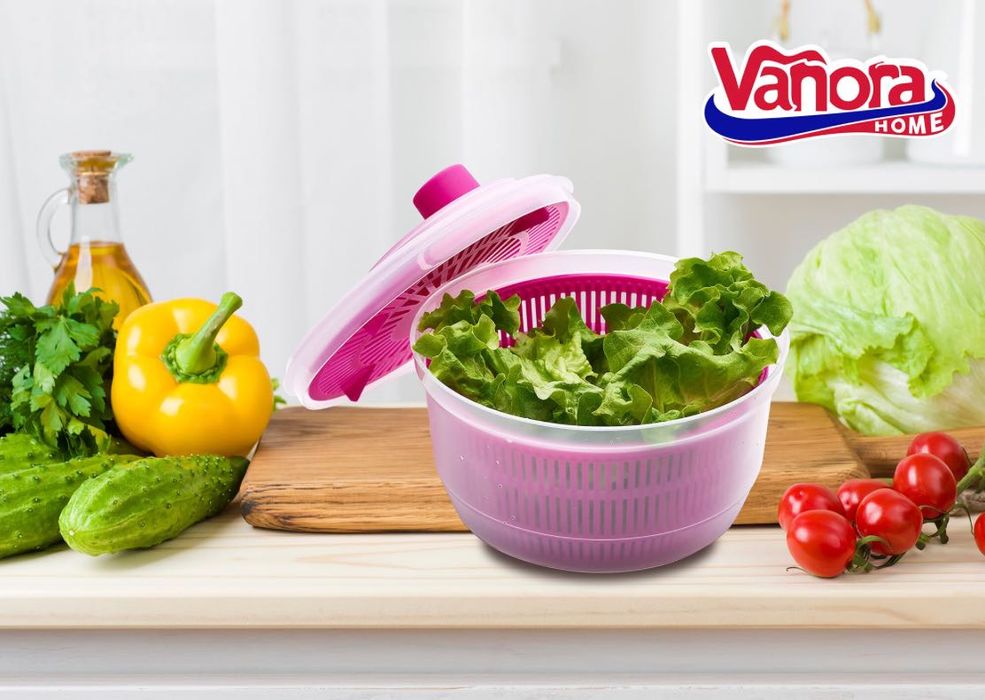 Цедка с купа за измиване на салата VANORA HOME, 20.5 см, Розова