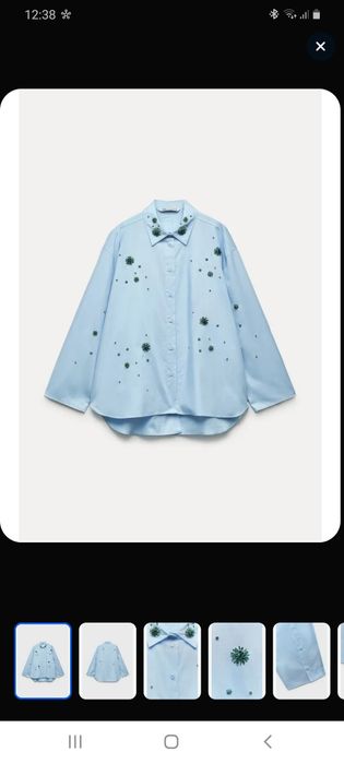 Рубашка со стразами и вышивкой ZARA
