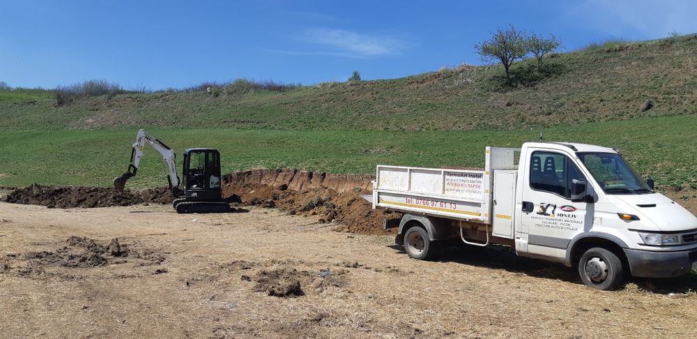 Servicii inchiriere excavator, bobcat, transport basculabil. inchiriat