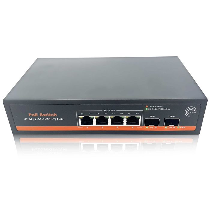 POE Switch (коммутатор) 4port 2sfp 1000mbps AC 100v-220v Poe out DC52V