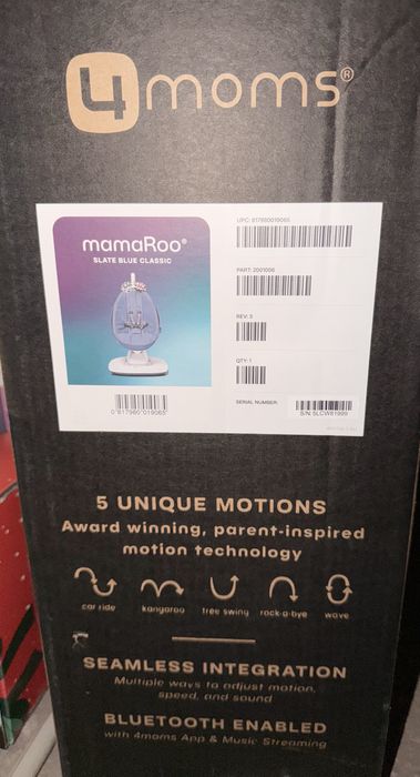 Електрическа бебешка люлка mamaRoo 5.0 Slate Blue, синьо-сива