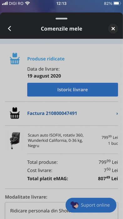 Scaun auto ISOFIX, rotativ 360, Wunderkid California, 0-36 kg, Negru