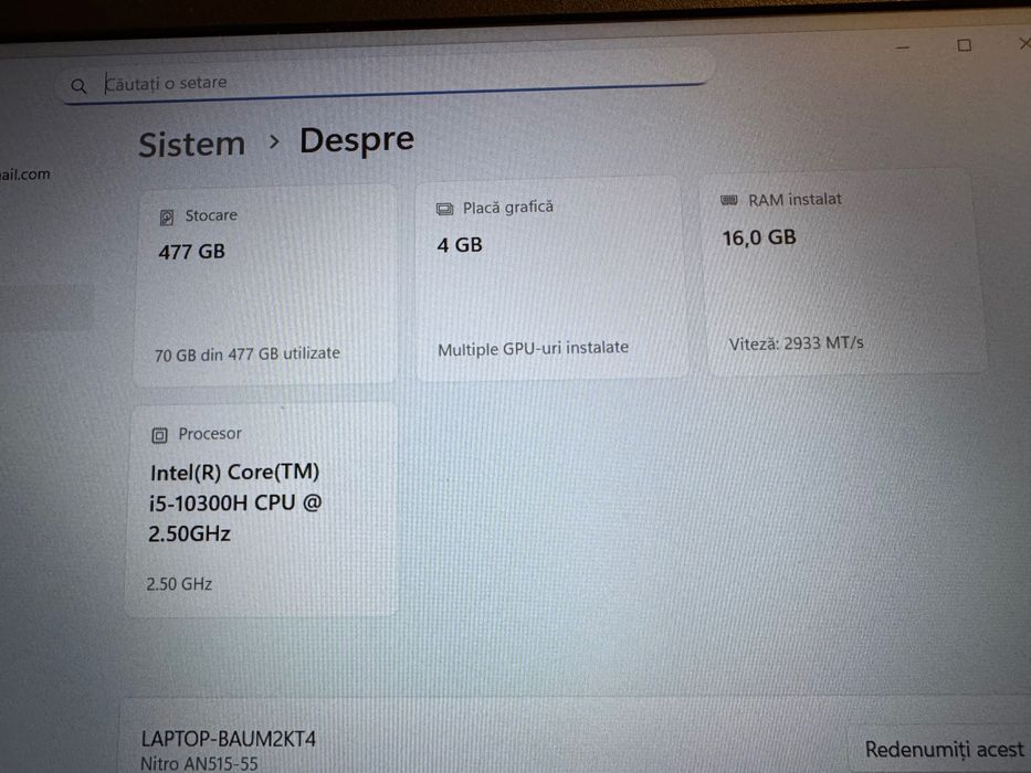 Acer Nitro 5 | i5 Gen 10 | RTX 3050 | 144Hz – Gaming & Performanță