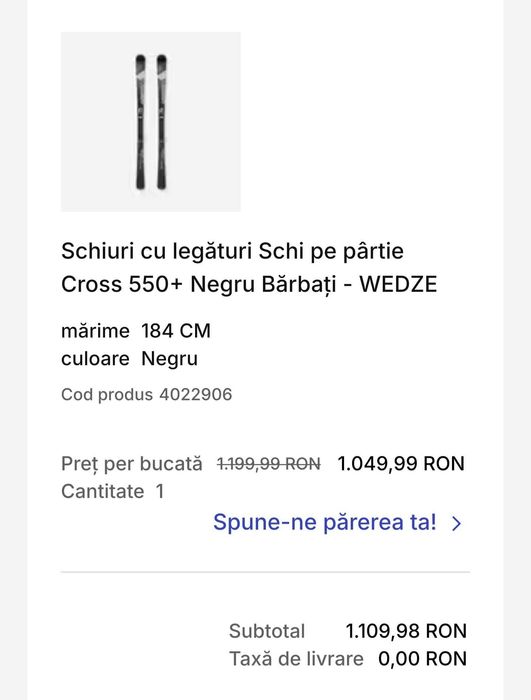 Schiuri Skiuri Wedze Cross 550+ lungime 184cm Decathlon