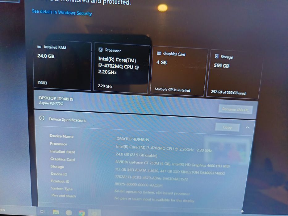 Laptop gaming Acer Aspire V3-772G