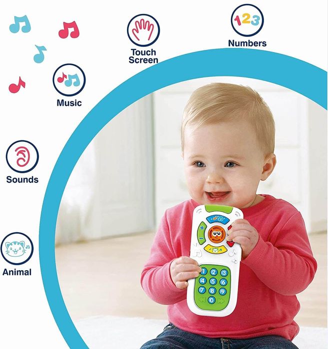 Jucarie Interactiva 2 in 1, Telefon&Telecomanda, sunete si lumini,+18m