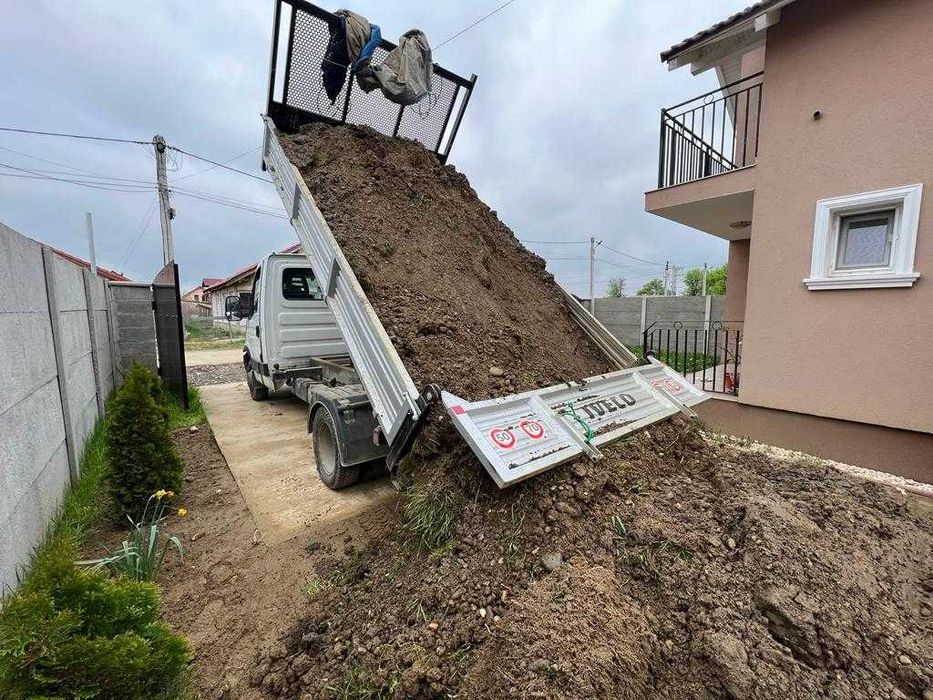 Nisip piatra sort pamant balast lucrari cu miniexcavator si bobcat