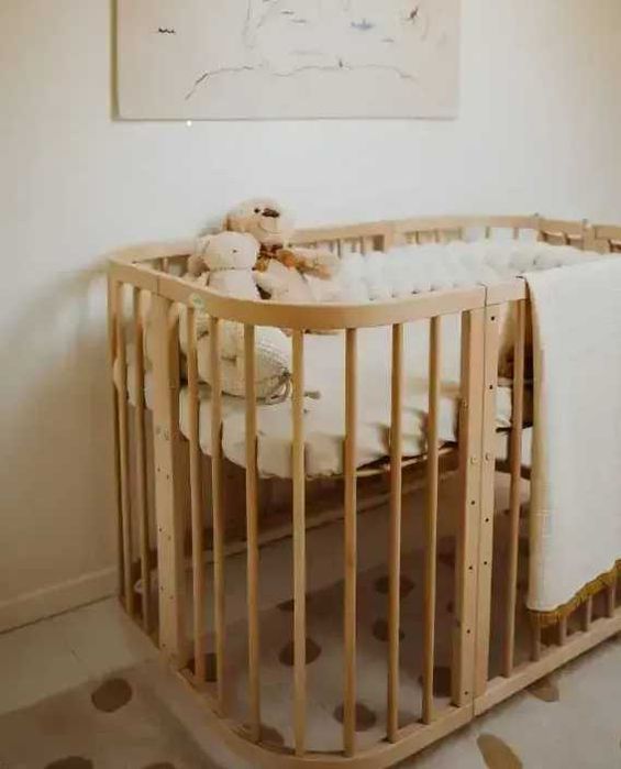 -33% Промо Натурална дървена кошара за бебе 7в1 Смарт, Детско Легло