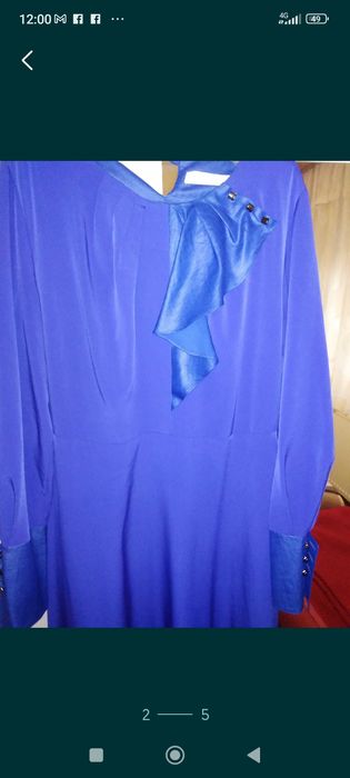 Rochie lunga saten albastru firma mar M-L