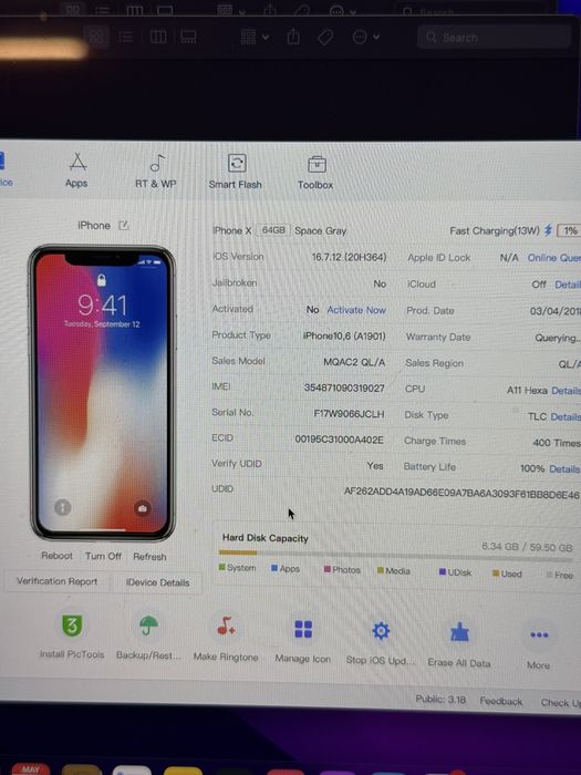 2 baterii iPhone X 100%
