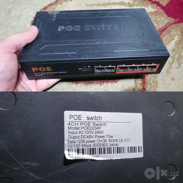 Komplekt hammasi Poe Switch 4+2 100mbps