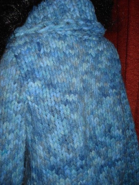 Уникална дебела блуза с голяма яка- ръчно плетена